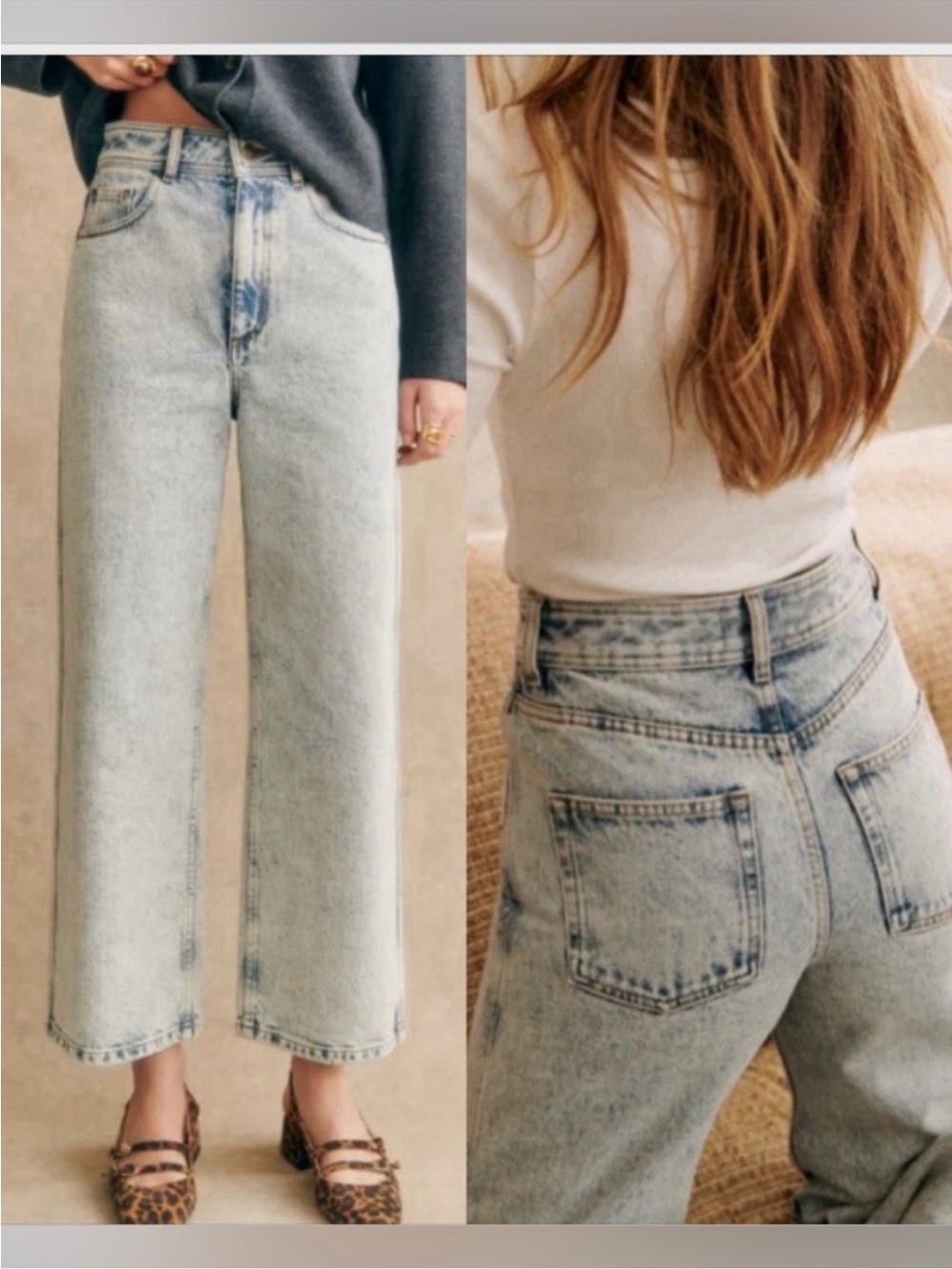 Sezane Pale Blue High-Rise Wide Leg Jeans